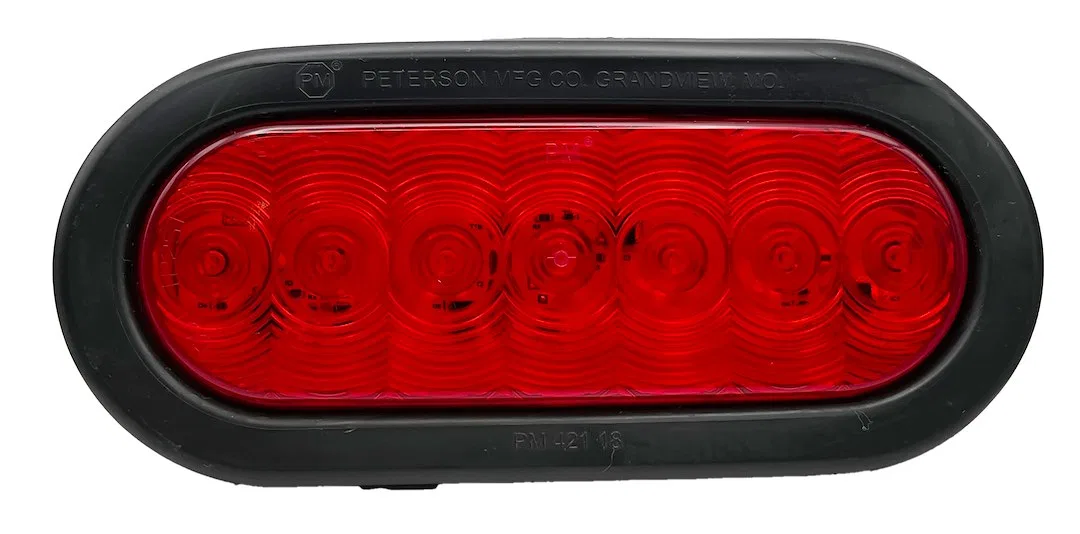 L980 – RV DESIGNER Trailer Light, Stop/Turn/Tail Light LED Bulb Oval Shape Red Lens 6-1/2 Inch Width x 2-1/4 Inch Hei...
